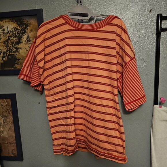 Vintage Generra Shirt Striped Surf Orange and Red Stripes Medium - Picture 1 of 4